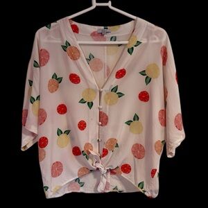 Rails size S Citrus print short sleeves float silk shirt